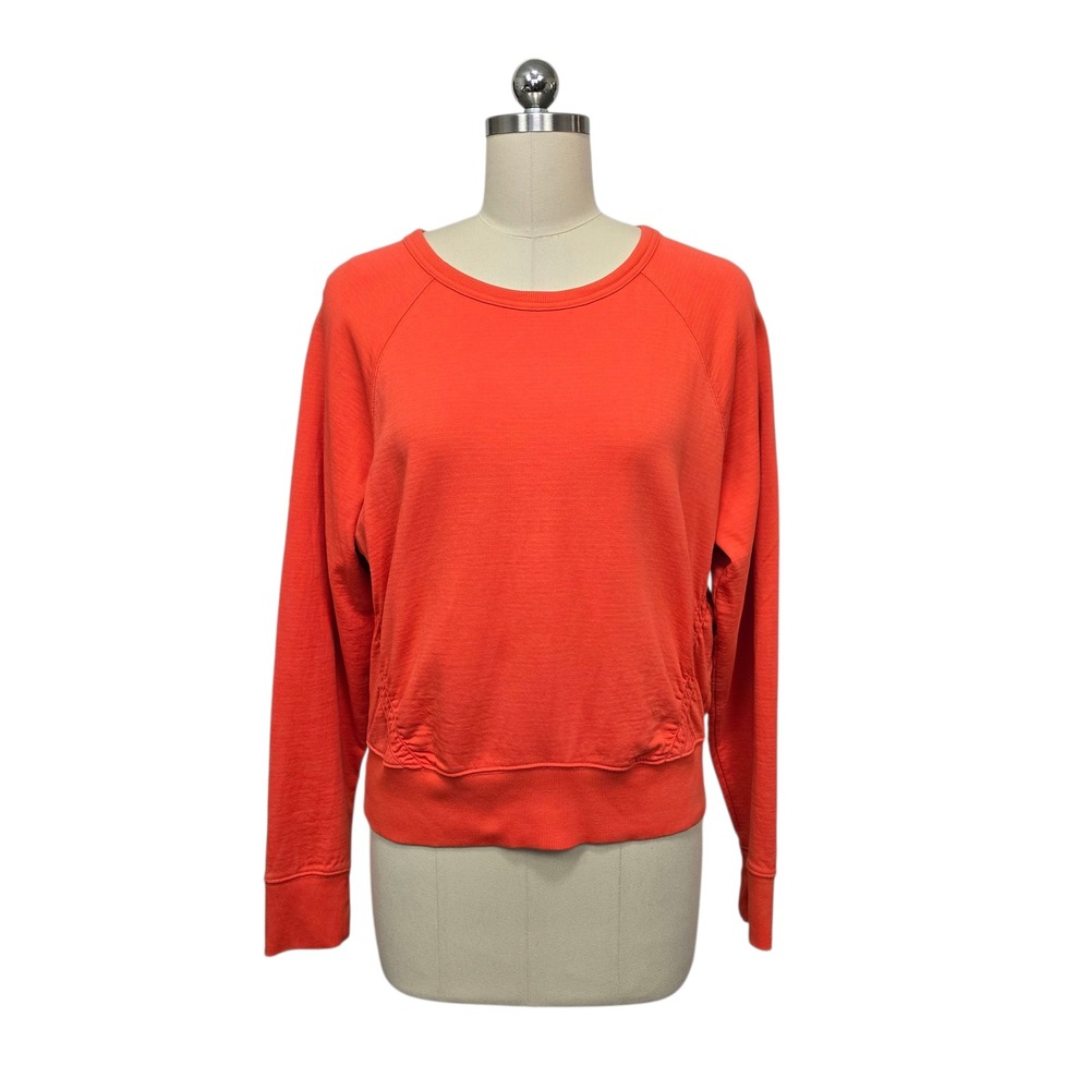 Athleta Orange Ruched Back Crewneck Top Size‎ Med Long Sleeve Casual Activewear